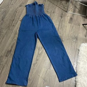 Tox;K3 Wonder Denim Blue  Wide-Leg Jumpsuit